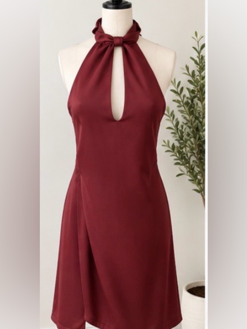 Jason Wu One-Shoulder Keyhole Dress in Burgundy